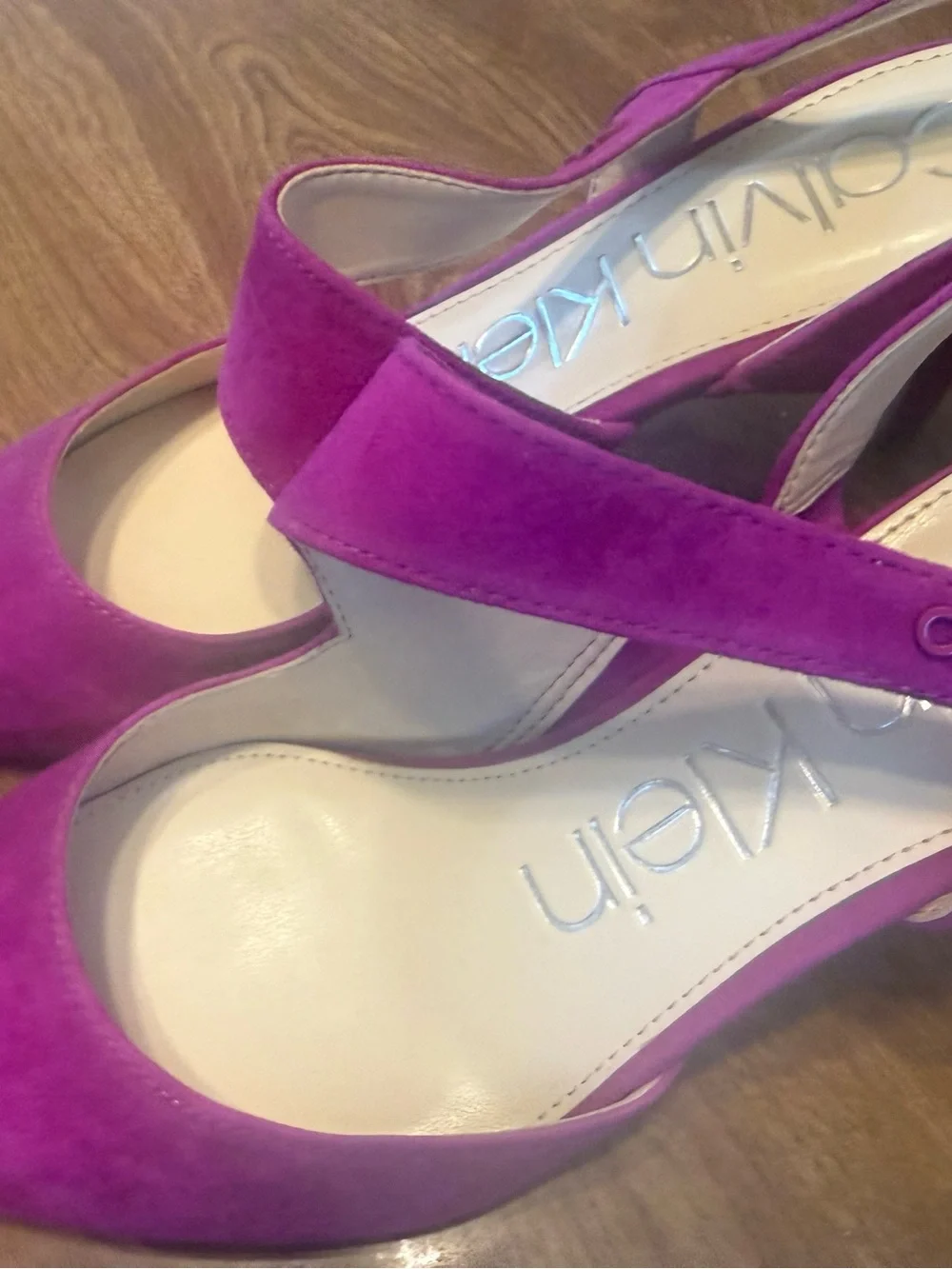 Calvin Klein Magenta Suede Pointed-Toe Slingback Heels